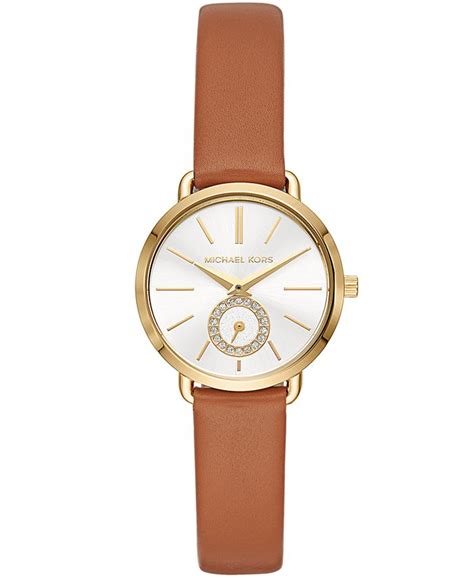 Women's Petite Portia Luggage Leather Strap Watch 28mm